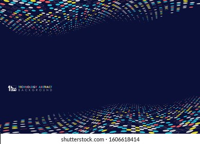 Abstract colorful dot decorative design wavy on purple background in technology theme. Decorate for poster, ad, artwork, template design, element of art. illustration vector eps10