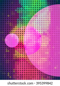 Abstract colorful dot pattern with disco light concept