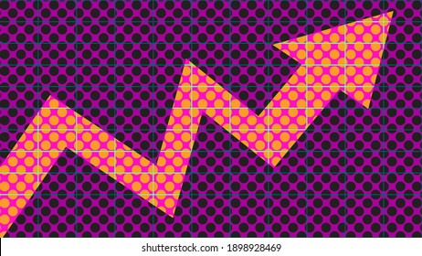 An abstract colorful dot pattern uptrend arrow chart background image.