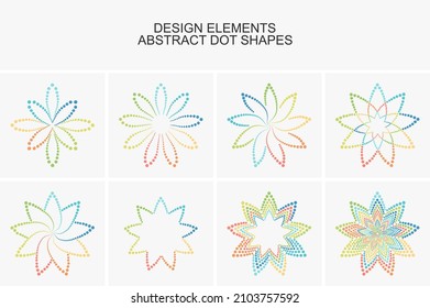 Resumen de formas de puntos coloridas.Conjunto vectorial de elementos de diseño e iconos.