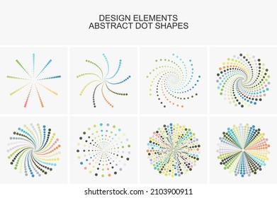 
Abstrakte bunte Punktformen.Vektorset aus Designelementen und Symbolen