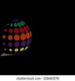 Abstract colorful dots background for your text and logo. Stock vector illustration. Black background  