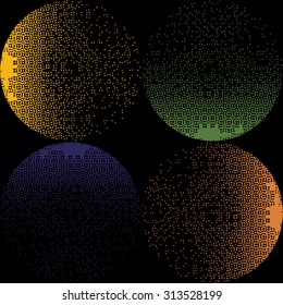 Abstract Colorful Dots Black Background Set