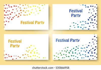 Abstract colorful dots festive party business card template set. Stock vector illustration for company identity.