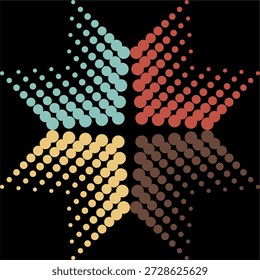 Fondo de semitono de puntos de colores abstractos. Vector de punto de forma hexagonal de semitono sin costuras, patrón Abstractas geométrico de semitono para la impresión de telas y textiles, textura de jersey deportivo, papel de embalaje, telones de fondo y embalaje. eps 10
