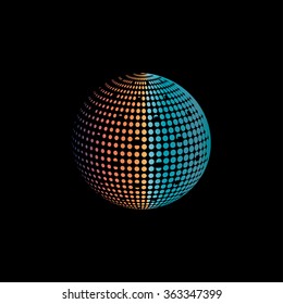 abstract colorful dots sphere background. logo design. black background











