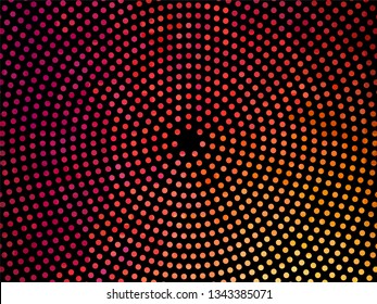 Abstract colorful dotted background. Halftone radial pattern. Vector