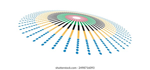 Abstract colorful dotted background. Red, Green, Black, Yellow and Blue colors halftone dots.