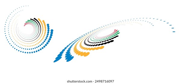 Abstract colorful dotted background. Red, Green, Black, Yellow and Blue colors halftone dots.