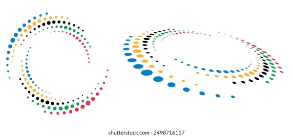 Abstract colorful dotted background. Red, Green, Black, Yellow and Blue colors halftone dots.