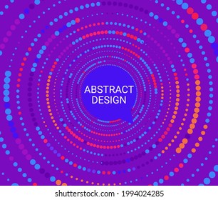 Abstract colorful dotted circles. Dots in circular form from big to small. Bright color halftone background. Template design for cover,brochure, flyer or banner,web pages, prints.Vector geometric art.