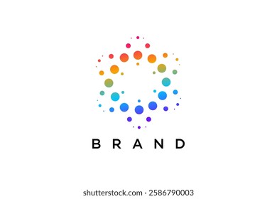 Abstract Colorful Dotted Hexagon Brand Logo Design