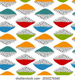 abstract colorful dotted triangles shapes geometric seamless pattern, endless repeatable vector illustration texture background