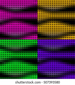 Abstract colorful dotted wavy background, template, set of. - Stock vector