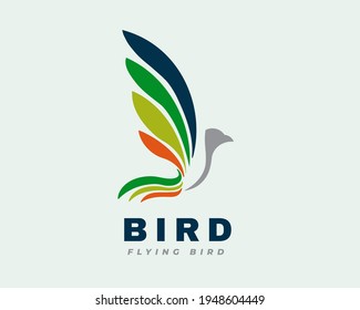 abstract colorful dove bird fly illustration logo icon symbol design inspiration