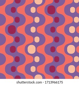 Abstract colorful drops. Flat, simple geometric design. Vector spotty seamless pattern for textile, wallpaper, wrapping paper, prints, fabric, web background or another accent etc.