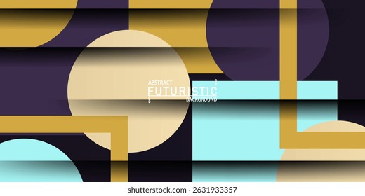 Abstract colorful dynamic background. Simple overlapping circle and square shape pattern design. Vector Eps10
