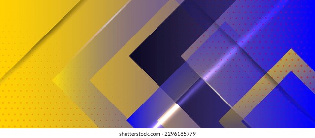 Resumen de color dinámico elegante diseño geométrico azul y amarillo