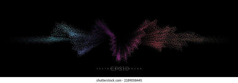 Abstract colorful dynamic particle wave graphic vector illustration for multipurpose usage like technology, science.
