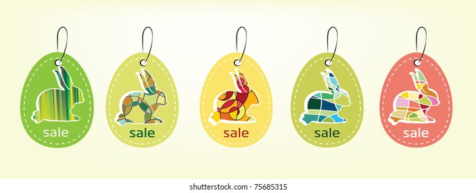 abstract colorful easter tags