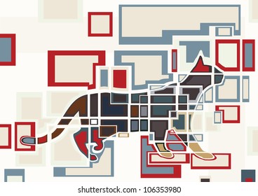 Diseño vector coloreado abstracto y editable de un gato doméstico