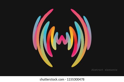 abstract colorful element in round shape like magnetic field on dark background
