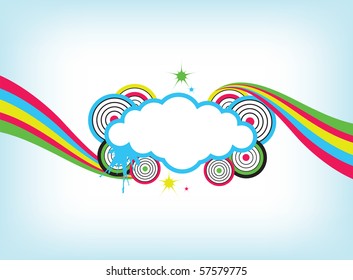 Abstract colorful elements on the blue background