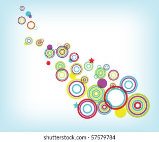 Abstract colorful elements on the blue background