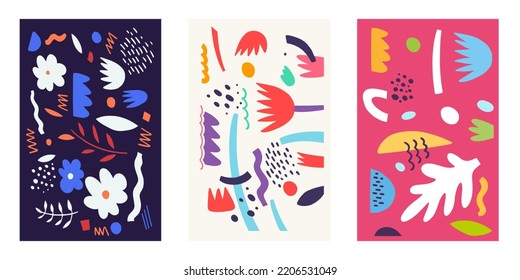 Abstract colorful elements set texture and background. Hand drawn doodle vector illustration. Art poster template.