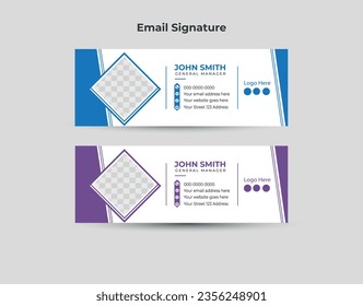 Abstract Colorful Email Signatures Template Vector Design. Professional Email Signature corporate email signature template