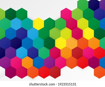 Abstract colorful. Embossed Hexagon , honeycomb white Background ,light and shadow ,Vector
