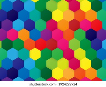 Abstract colorful. Embossed Hexagon , honeycomb white Background ,light and shadow ,Vector
