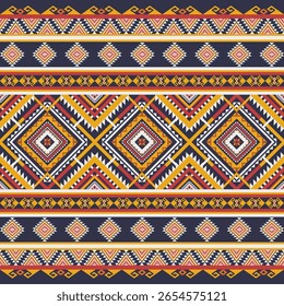 Abstract colorful Ethnic pattern. Aztec style tribal seamless background. Traditional geometric embroidery pattern. Design for clothing, fabric, art, wallpaper, textile, wrapping.