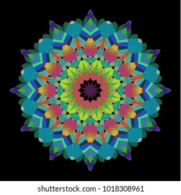 Abstract colorful ethnic styled flower pattern - mandala style illustration