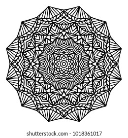 Abstract colorful ethnic styled flower pattern on white  background - mandala style illustration
