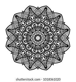 Abstract colorful ethnic styled flower pattern on white  background - mandala style illustration