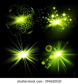 Abstract Colorful Explosion Collection. Flash Light & Burst Design. Vector illustration.
