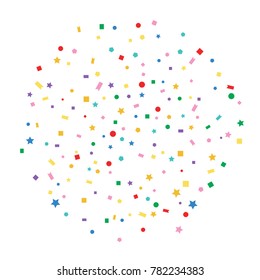 Abstract colorful explosion of confetti. Explosion of colorful confetti. Flat design, vector illustration, vector.