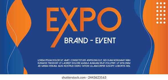 Plantilla de diseño de póster de expo colorido abstracto con líneas onduladas para promociones de negocios, tecnología y eventos.