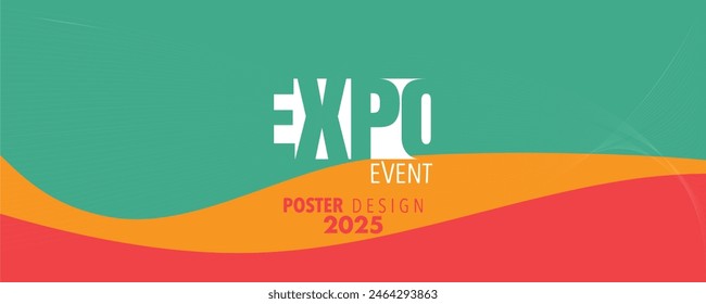 Abstract colorful expo poster design template with wavy lines for business promotions, technology and events. Vector. for Technology and upcoming events. For business, marketing and advertising.