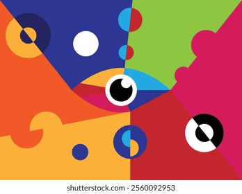 Abstract Colorful Eye Modern Background Illustration. Vision and perspective concept vector art