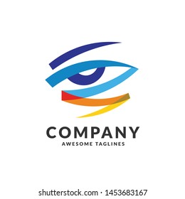 abstract colorful eye vision logo design vector template