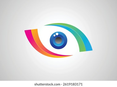 Abstract colorful Eye vision logo design, Vector illustration