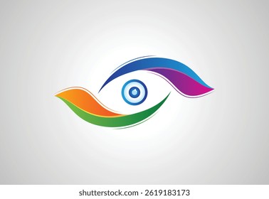 Abstract colorful Eye vision logo design, Vector illustration
