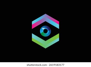 Abstract colorful Eye vision logo design, Vector illustration