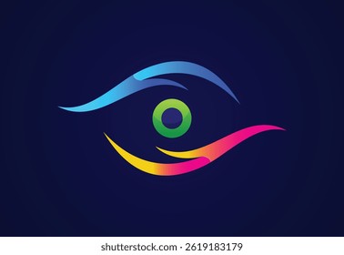 Abstract colorful Eye vision logo design, Vector illustration