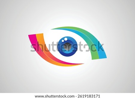 Abstract colorful Eye vision logo design, Vector illustration