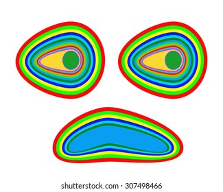 Abstract colorful of face angry isolated on white background.Vector illustration