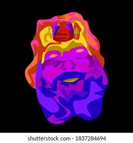 abstract colorful face art. can be used as material for abstract art design.