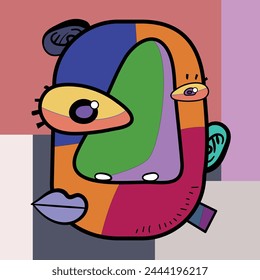 abstract colorful face with distorded feature